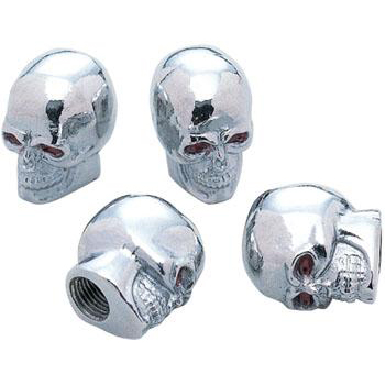 Skull Valve Caps - Chrome Metal