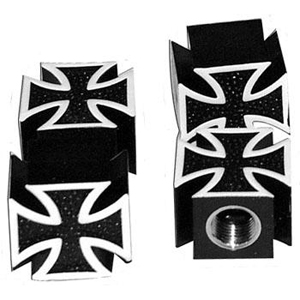 Iron Cross Valve Caps - Black